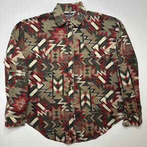 Vintage 1980’s Western Button Front Shirt in Native American Print